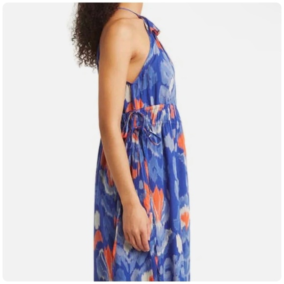 Banjanan | Romantic Boho Lucia Maxi Dress In Ikat Soladite Blue Floral - Picture 4 of 12